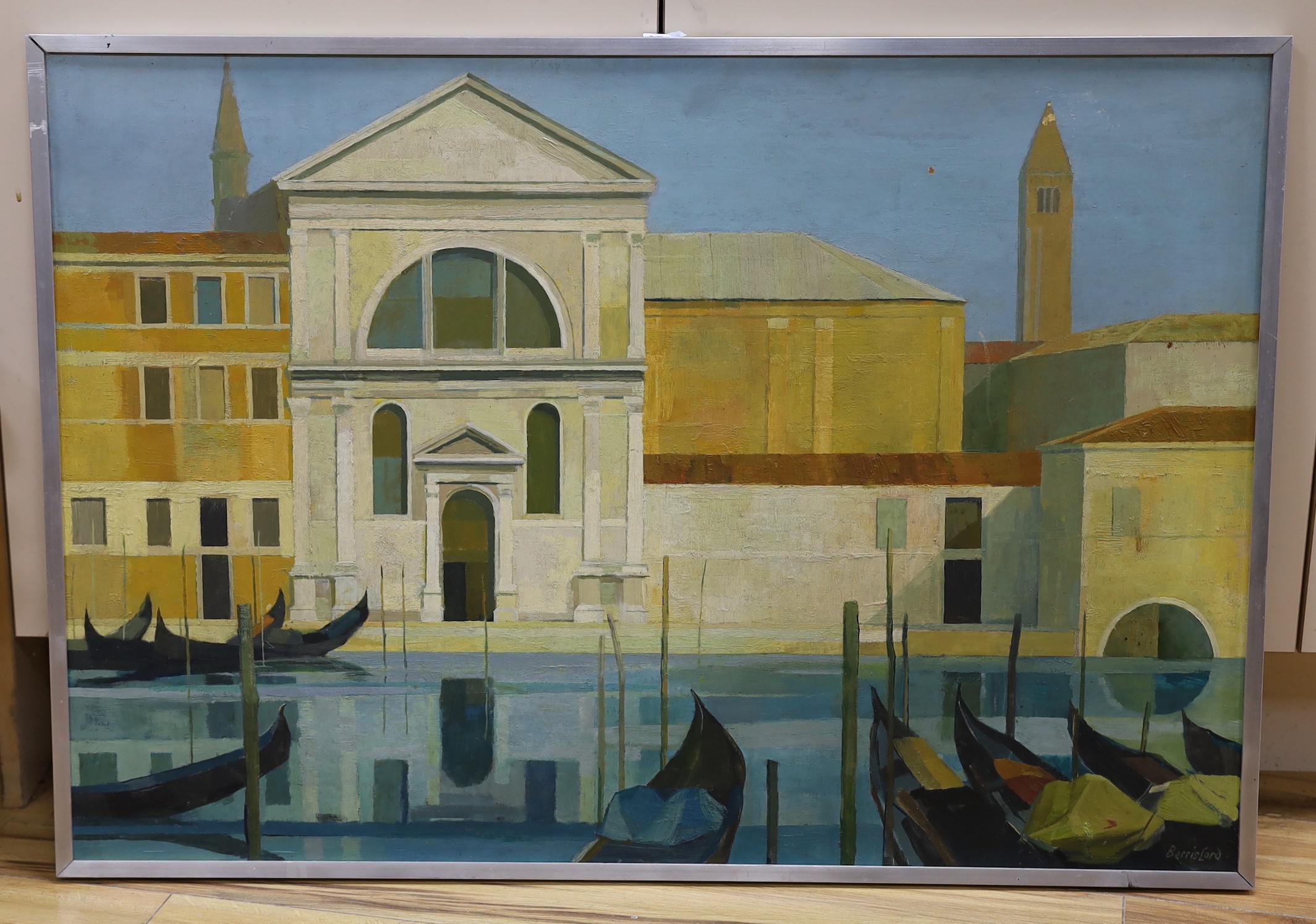 Peter Berrisford (1932-2003), oil on board, 'Le Zitelle', signed with label verso, 60 x 87cm